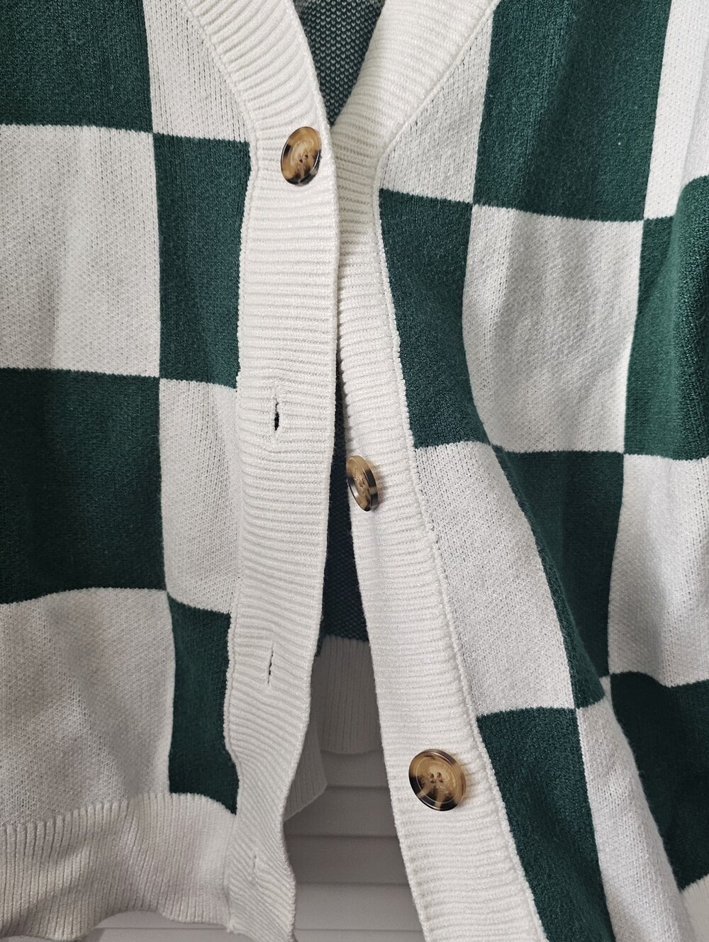 Green Checkered Cardigan - Picture 2 of 5